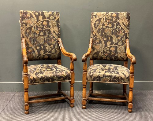 Lot 495 - A pair of William and Mary style walnut...