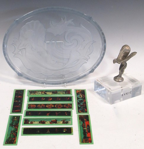 Lot 37 - An opaque glass tray decorated with mermaids...