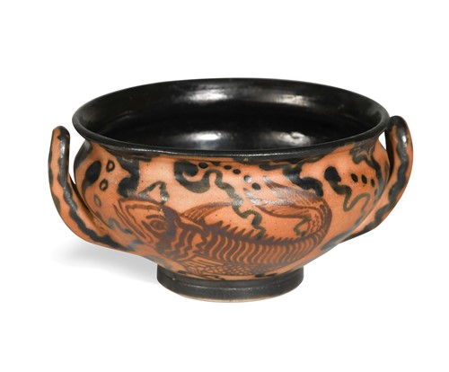 Lot 47 - Etienne Vilotte for Ciboure Pottery, a twin-handled 'kylix'