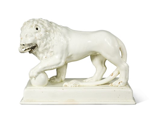 Lot 526 - A Staffordshire creamware model of the Medici lion, circa 1815