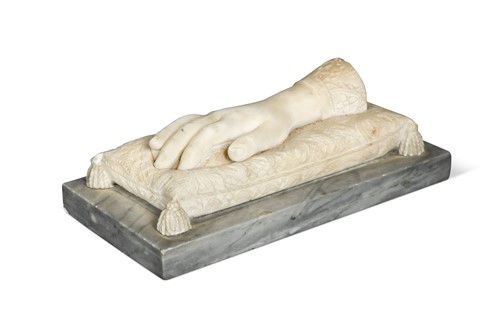 Lot 673 - A Victorian carved marble model of a young lady's hand