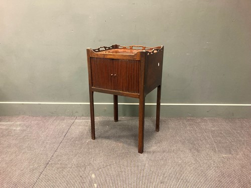 Lot 590 - A 19th century tambour fronted night stand, 77...