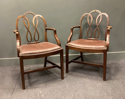 Lot 564 - A pair of 19th century mahogany ribbon-backed...