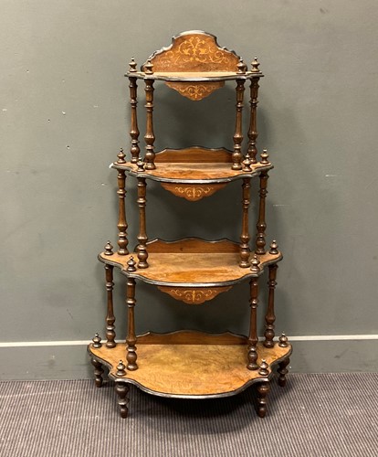 Lot 499 - A Victorian walnut and part ebonised whatnot,...