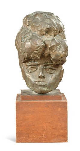 Lot 79 - A small patinated bronze bust of a lady