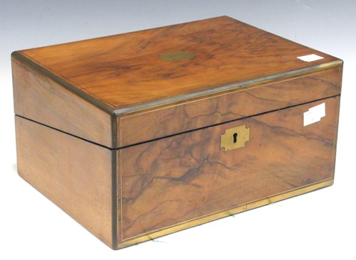 Lot 82 - A Victorian walnut writing box with various...