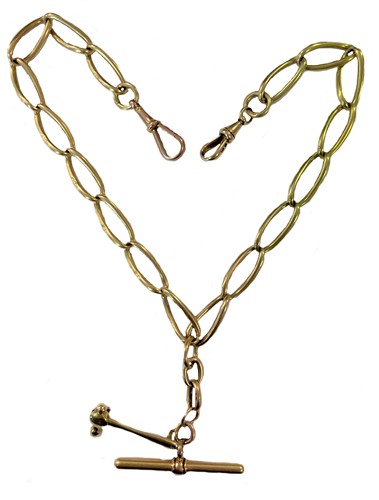 Lot 184 - An 18ct gold watch chain with attachment