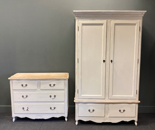 Lot 509 - A French style white painted wardrobe with two...