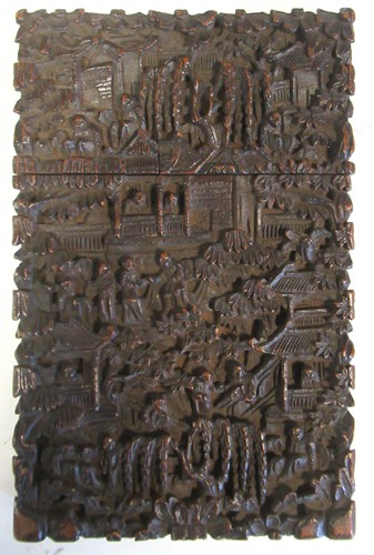 Lot 130 - A Chinese carved sandalwood calling card case, Canton, circa 1850