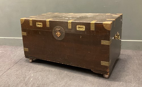 Lot 533 - A Far Eastern camphorwood lined trunk, 111cm...