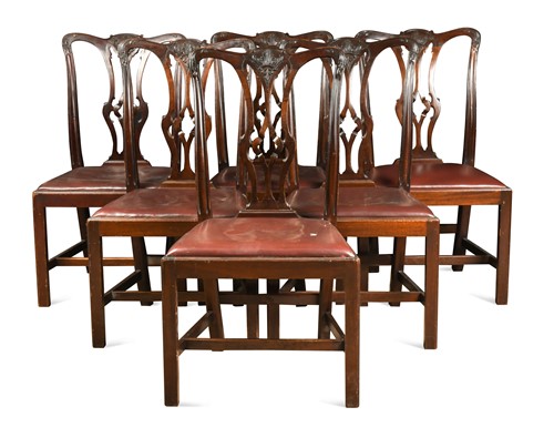 Lot 768 - A set of twelve George III style mahogany dining chairs