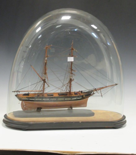 Lot 83 - A scratch-built model of a two-masted barge,...