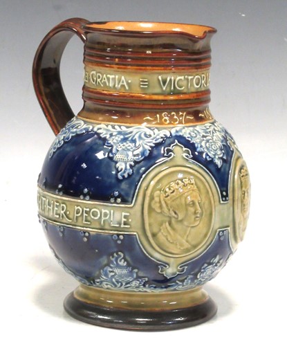 Lot 73 - A Doulton Lambeth Queen Victoria pottery jug,...