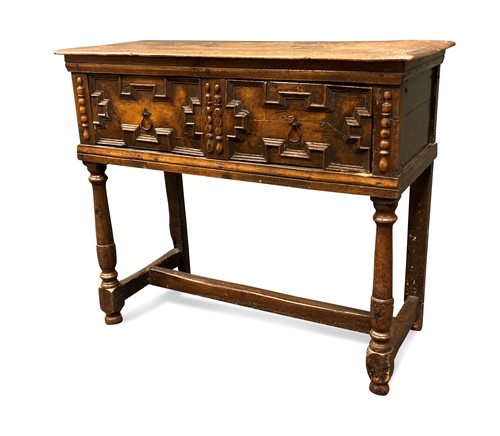 Lot 544 - An oak single drawer side table, late 17th century