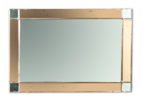 Lot 229 - An Art Deco bevelled peach-glass wall mirror, circa 1930