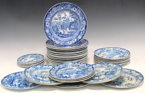 Lot 79 - Collection of Victorian blue and white printed...