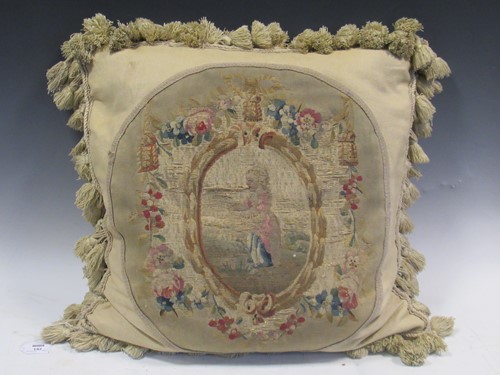 Lot 142 - An 18th century Aubusson needlework applied to...