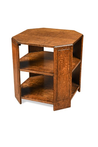 Lot 221 - An Art Deco quarter-sawn oak book table in the manner of Heal's, circa 1930