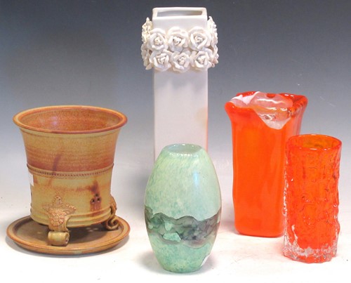 Lot 103 - A Whitefriars style bark vase 15cm high...