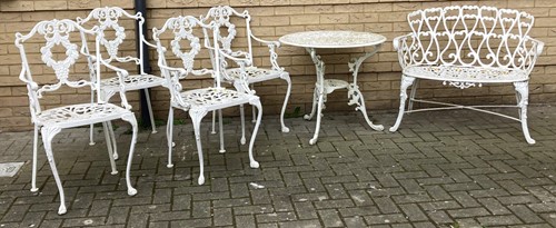 Lot 687 - A 20th century white painted cast metal garden...