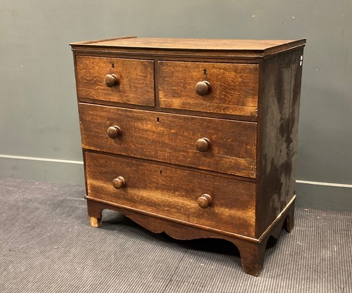 Lot 608 - A 19th century provincial oak chest of drawers,...