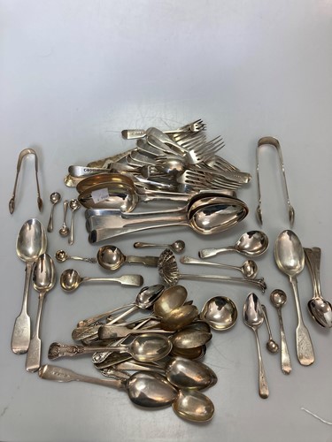 Lot 224 - A collection of assorted silver flatware,...