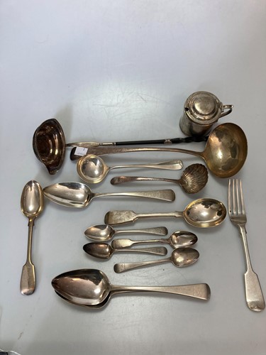 Lot 227 - A quantity of assorted silver flatware and a...