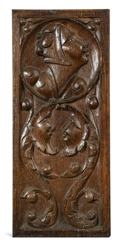 Lot 541 - A carved oak Romayne panel, 17th century 