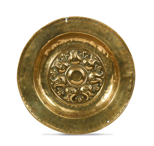 Lot 527 - A brass alms dish, Nuremberg, 16th century
