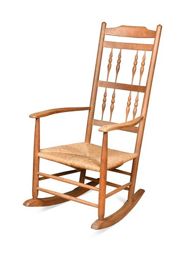 Lot 198 - Neville Neal, a Cotswold School spindle back ash rocking chair