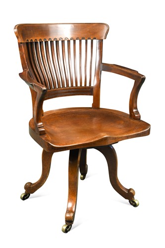 Lot 154 - In the manner of E. W. Godwin (1833-1886) for James Peddle, a swivel desk chair, late 19th century