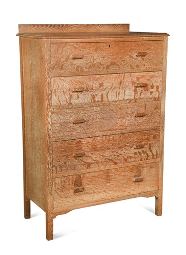 Lot 207 - Attributed to Heal's, a limed oak tall chest of drawers