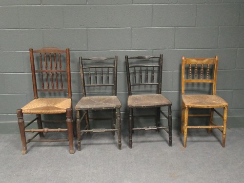 Lot 632 - A 19th century spindle back chair with rush...