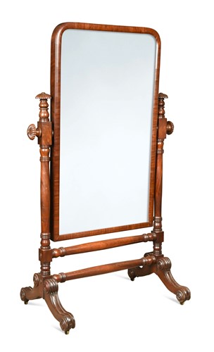 Lot 700 - A mahogany cheval mirror, 19th century