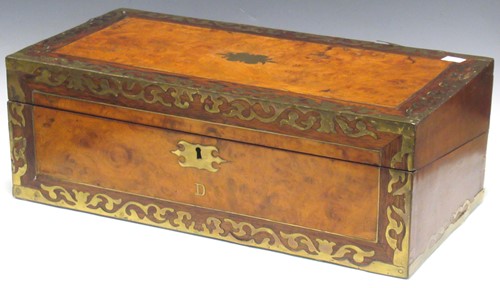 Lot 27 - A 19th century walnut and brass bound writing...