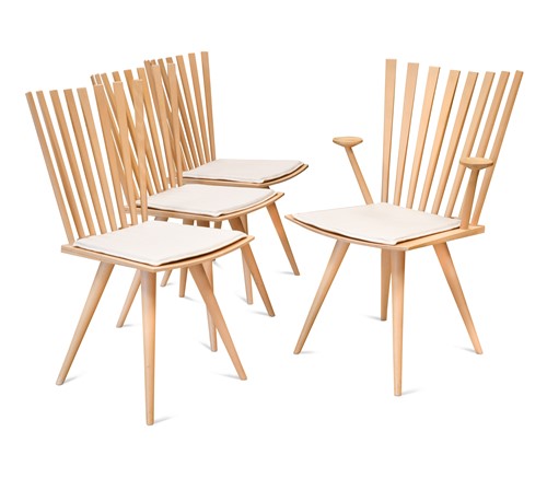 Lot 278 - Johannes Foersom & Peter Hiort-Lorenzen for Fredericia Stolefabrik, a set of four Mikado chairs