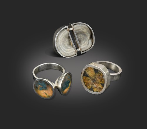 Lot 116 - Jens Asby for Royal Copenhagen, three modernist Danish silver rings