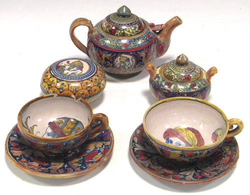 Lot 28 - Alfredo Santarelli, a lustrous faience tea for...