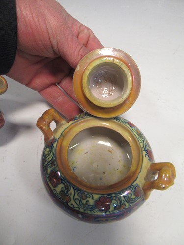 Lot 28 - Alfredo Santarelli, a lustrous faience tea for...