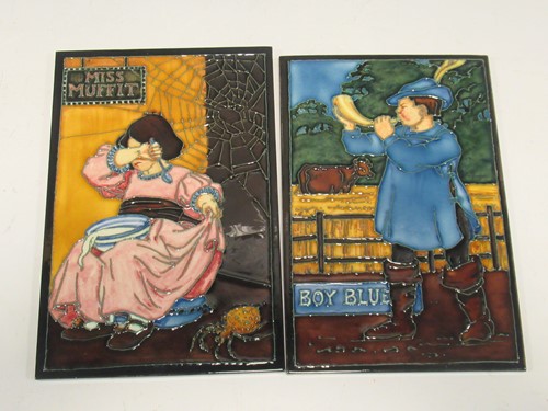 Lot 85 - Three tiles depicting children's nursery...