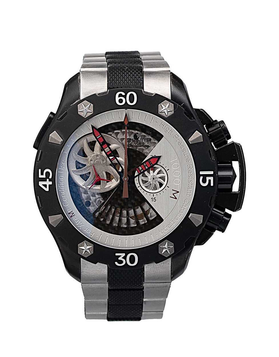 Lot 223 - Zenith - A steel and titanium 'El Primero Defy Xtreme Open' chronograph wristwatch