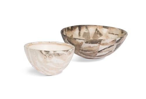 Lot 57 - Jane Perryman (born 1947), two small smoke fired bowls