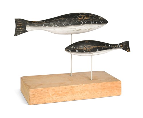 Lot 91 - Manner of Guy Taplin, a pair of carved polychrome painted fish