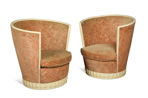 Lot 233 - A pair of French Art Deco tub armchairs