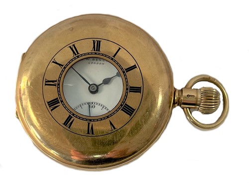 Lot 190 - J.W. Benson, London - A 9ct gold half hunter pocket watch