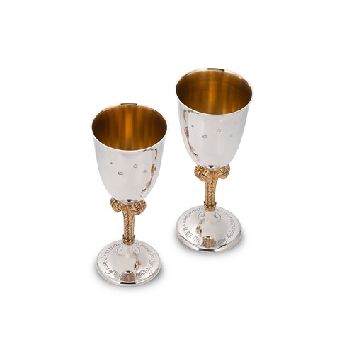 Lot 456 - A pair of Elizabeth II silver commemorative goblets