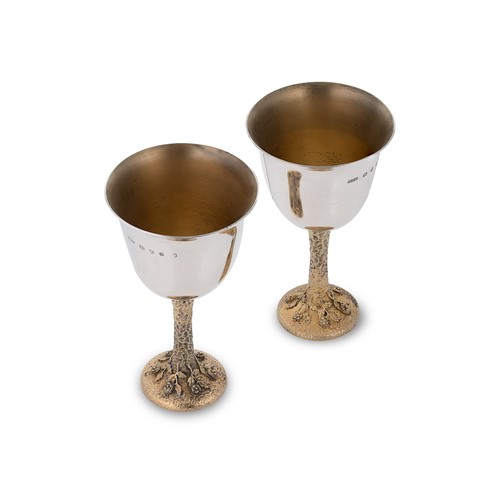 Lot 457 - A pair of Elizabeth II parcel gilt goblets