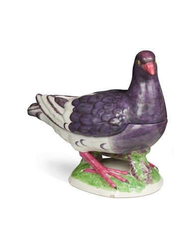 Lot 601 - A Strasbourg style faience pigeon tureen and cover, circa 1930