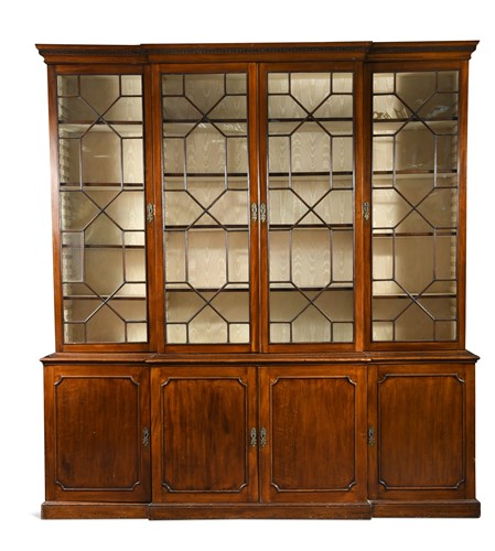 Lot 719 - A George III mahogany breakfront bookcase