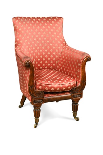 Lot 831 - A William IV faux rosewood armchair